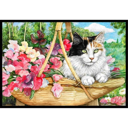 Carolines Treasures Cat in Basket Indoor or Outdoor Mat- 24 x 36 CDCO0178JMAT